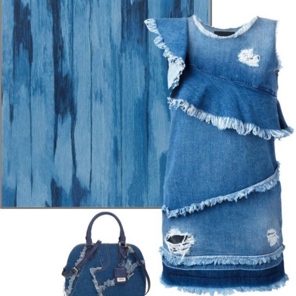 marco bologna Dresses & Skirts - Asymmetrical Blue Denim Dress